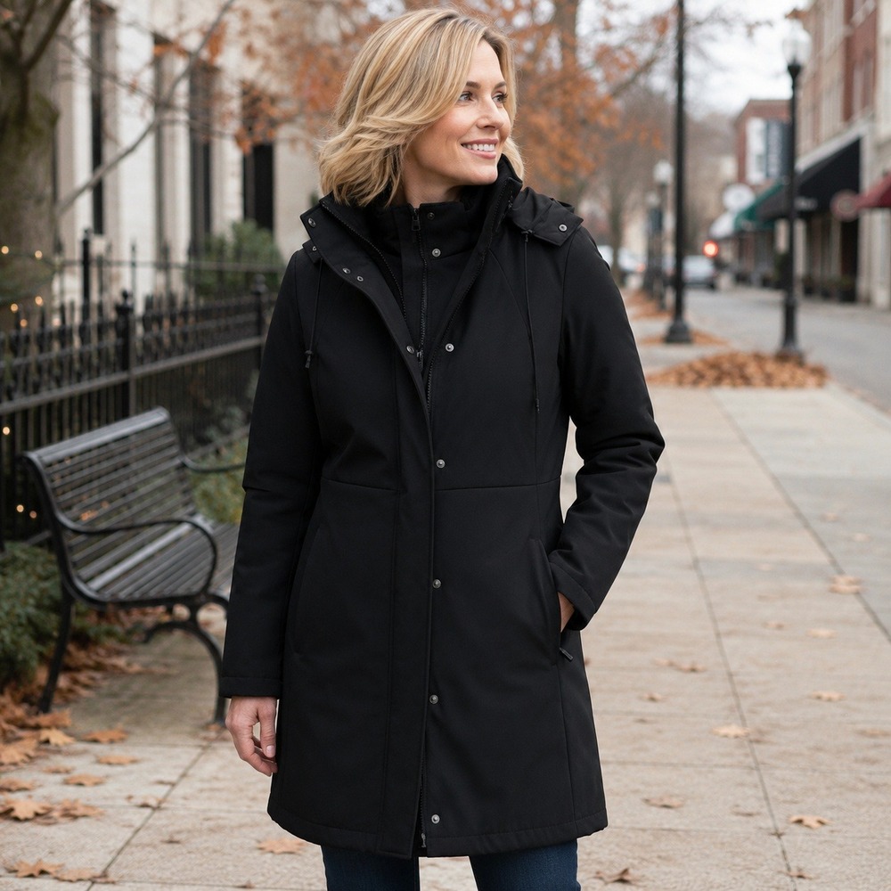 Design Collective Cintas Women's 2-in-1 Hooded System Coat Black S